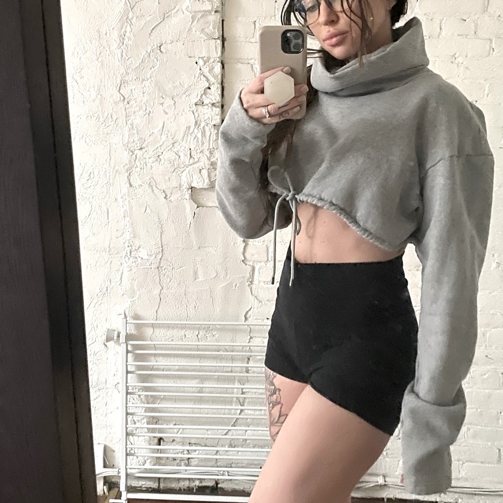 Sheen London Grey Cropped Hoodie Jumper NEW size medium